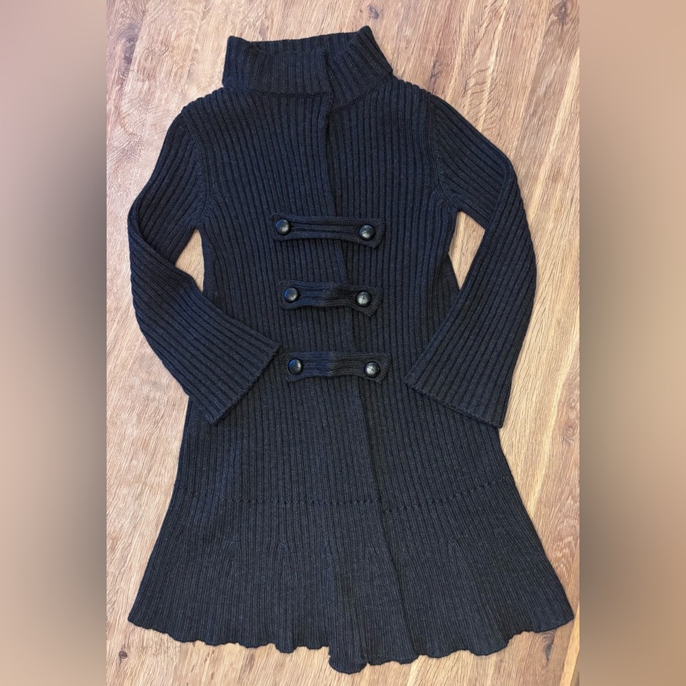 Prada Black Women’s Ribbed Wool knit Duffel Coat Cardigan